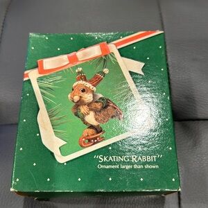 Hallmark 1983 “Skating Rabbit” Ornament with box. Excellent condition.